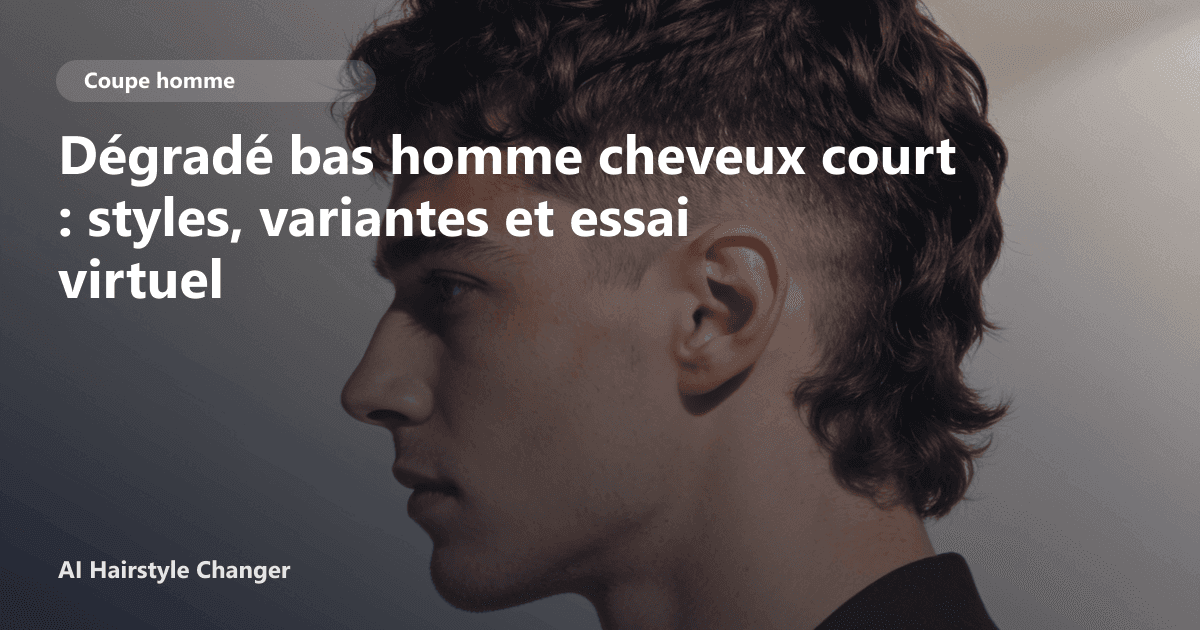 Portrait éditorial lié à dégradé bas homme cheveux court, montrant une idée de coiffure à prévisualiser avant le salon.