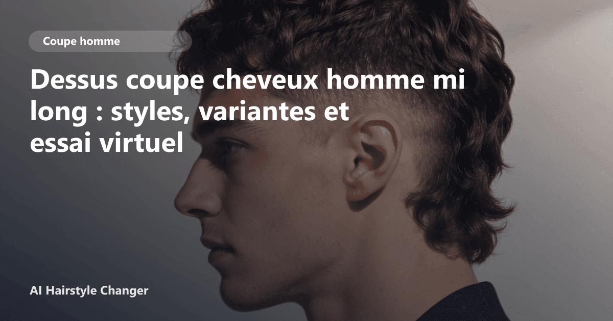 Portrait éditorial lié à dessus coupe cheveux homme mi long, montrant une idée de coiffure à prévisualiser avant le salon.