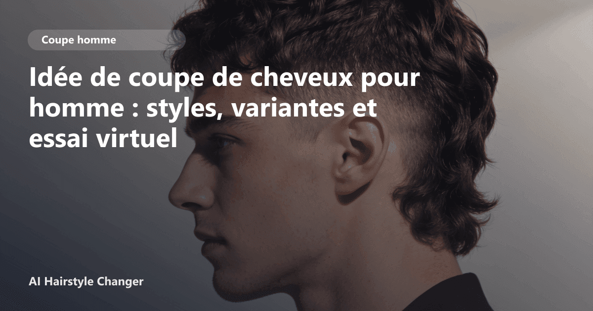 Portrait éditorial lié à idée de coupe de cheveux pour homme, montrant une idée de coiffure à prévisualiser avant le salon.