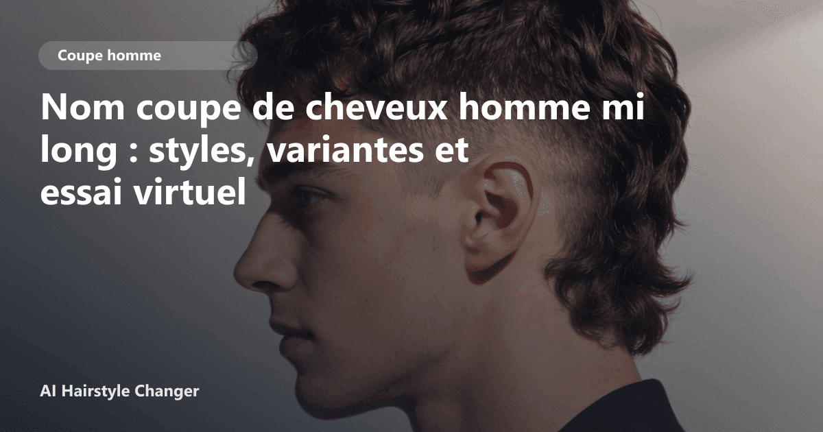 Portrait éditorial lié à nom coupe de cheveux homme mi long, montrant une idée de coiffure à prévisualiser avant le salon.