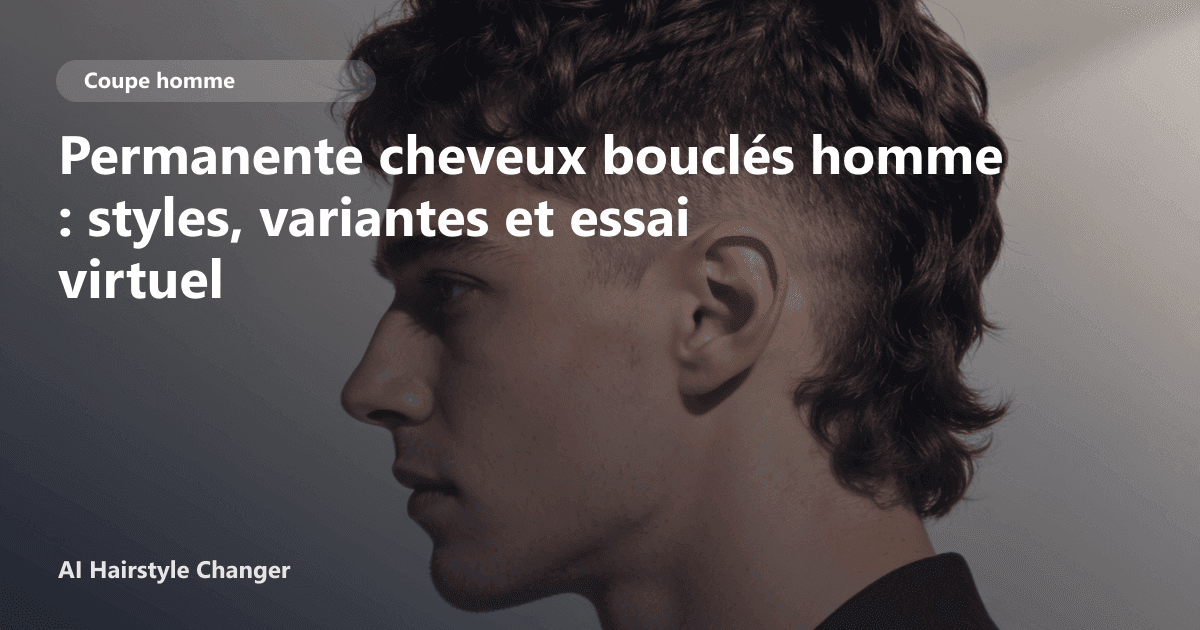 Portrait éditorial lié à permanente cheveux bouclés homme, montrant une idée de coiffure à prévisualiser avant le salon.