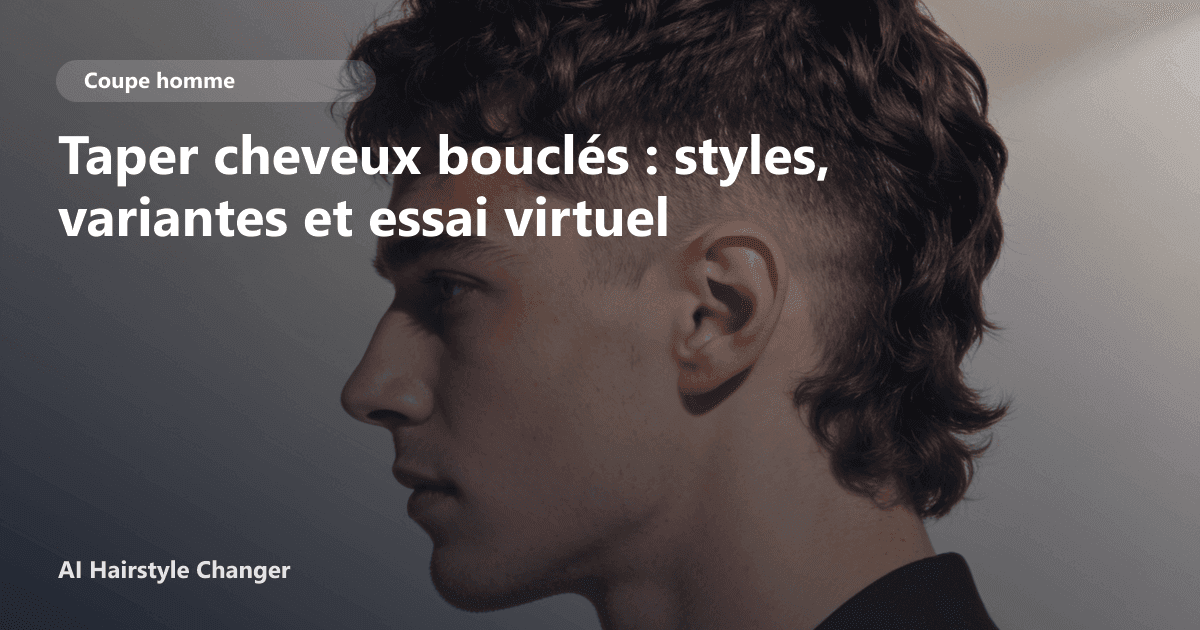Homme avec un taper cheveux bouclés impeccable montrant le contraste entre les côtés dégradés et le volume texturé sur le dessus.
