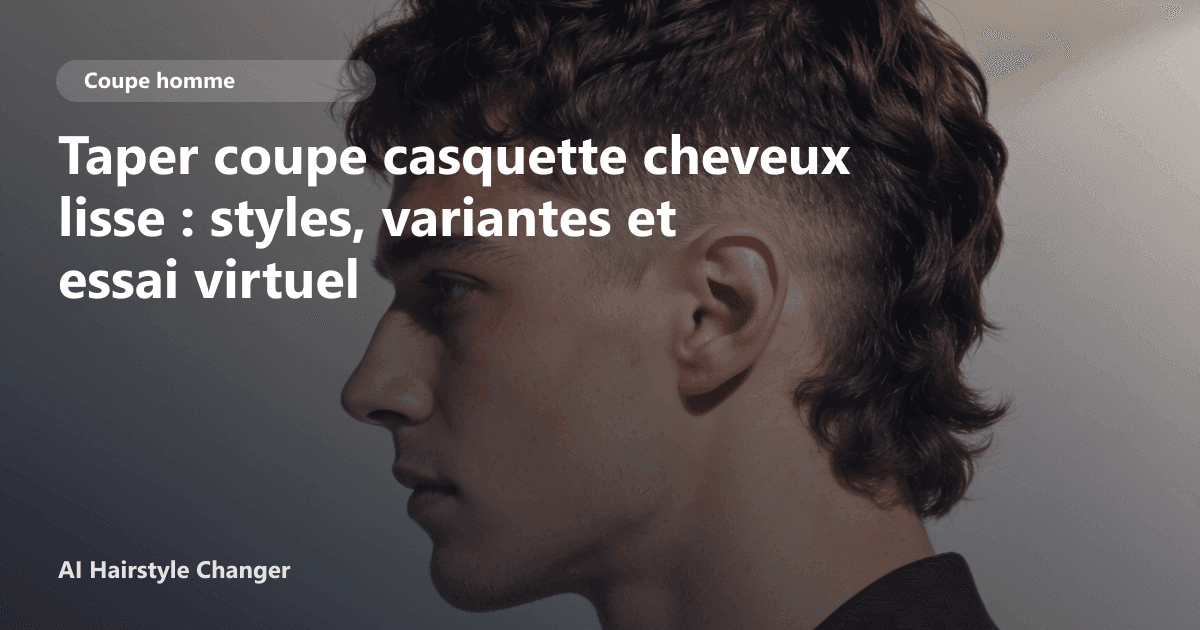 Portrait éditorial lié à taper coupe casquette cheveux lisse, montrant une idée de coiffure à prévisualiser avant le salon.