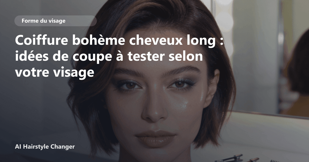 Portrait éditorial lié à coiffure bohème cheveux long, montrant une idée de coiffure à prévisualiser avant le salon.
