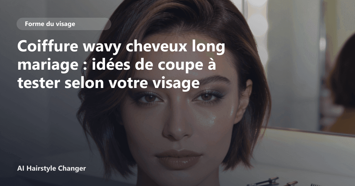 Portrait éditorial lié à coiffure wavy cheveux long mariage, montrant une idée de coiffure à prévisualiser avant le salon.