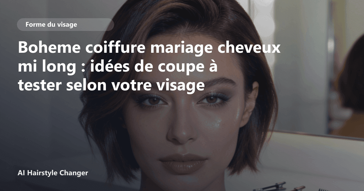 Portrait éditorial lié à boheme coiffure mariage cheveux mi long, montrant une idée de coiffure à prévisualiser avant le salon.