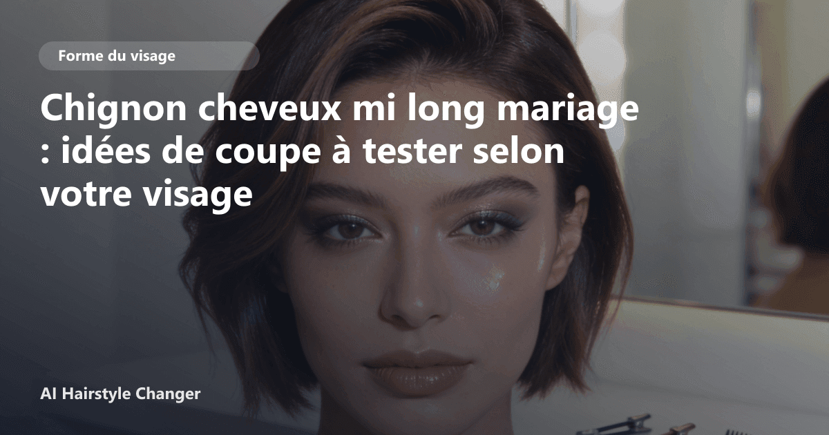 Portrait éditorial lié à chignon cheveux mi long mariage, montrant une idée de coiffure à prévisualiser avant le salon.