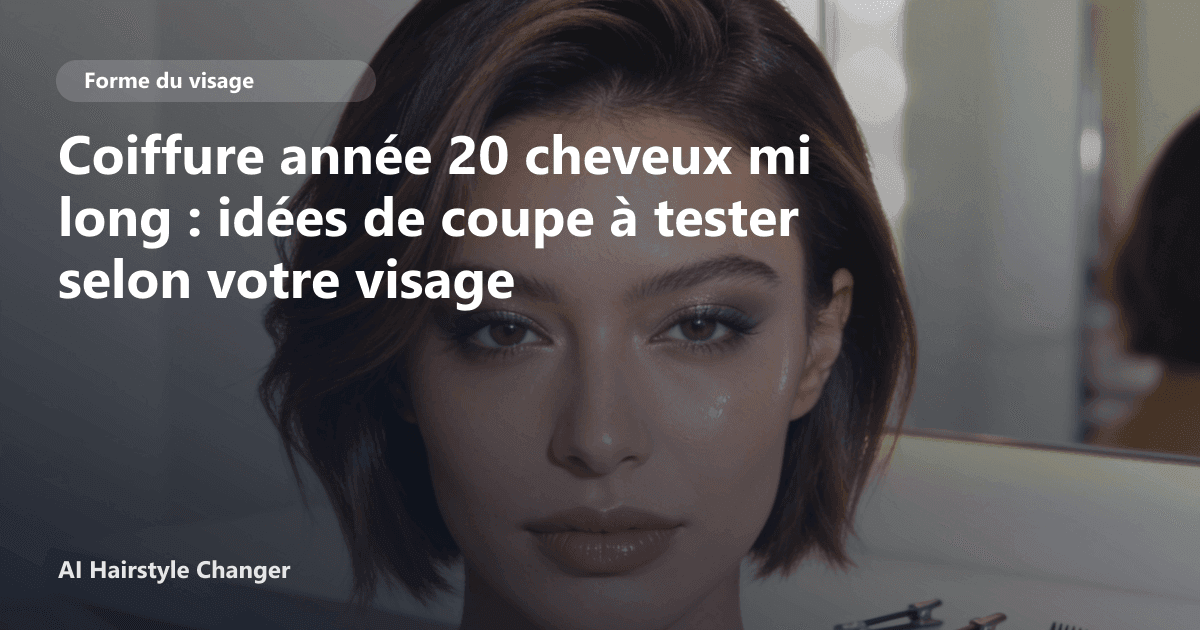 Portrait éditorial lié à coiffure année 20 cheveux mi long, montrant une idée de coiffure à prévisualiser avant le salon.