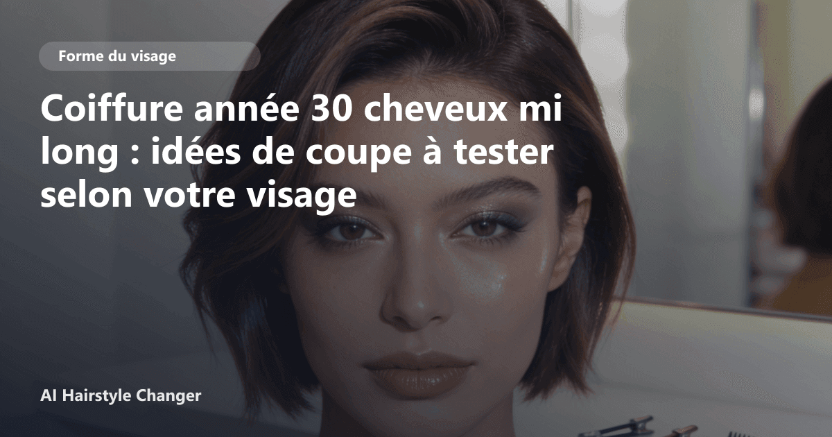 Portrait éditorial lié à coiffure année 30 cheveux mi long, montrant une idée de coiffure à prévisualiser avant le salon.
