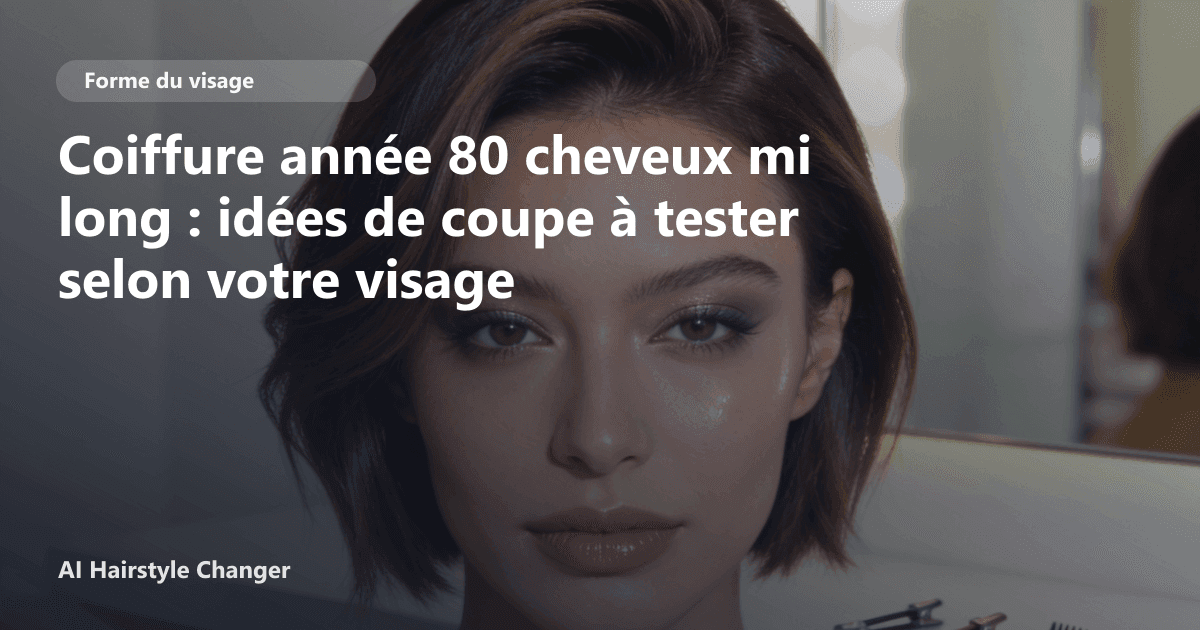 Portrait éditorial lié à coiffure année 80 cheveux mi long, montrant une idée de coiffure à prévisualiser avant le salon.