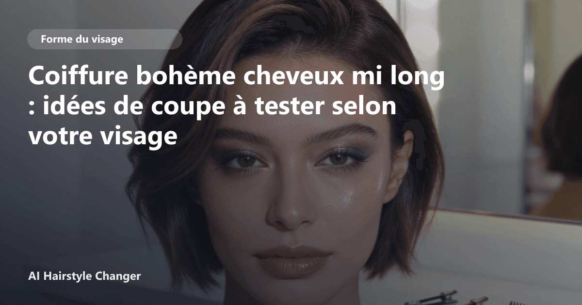 Portrait éditorial lié à coiffure bohème cheveux mi long, montrant une idée de coiffure à prévisualiser avant le salon.