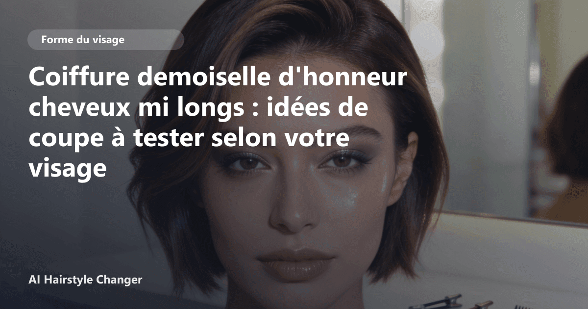 Portrait éditorial lié à coiffure demoiselle d'honneur cheveux mi longs, montrant une idée de coiffure à prévisualiser avant le salon.