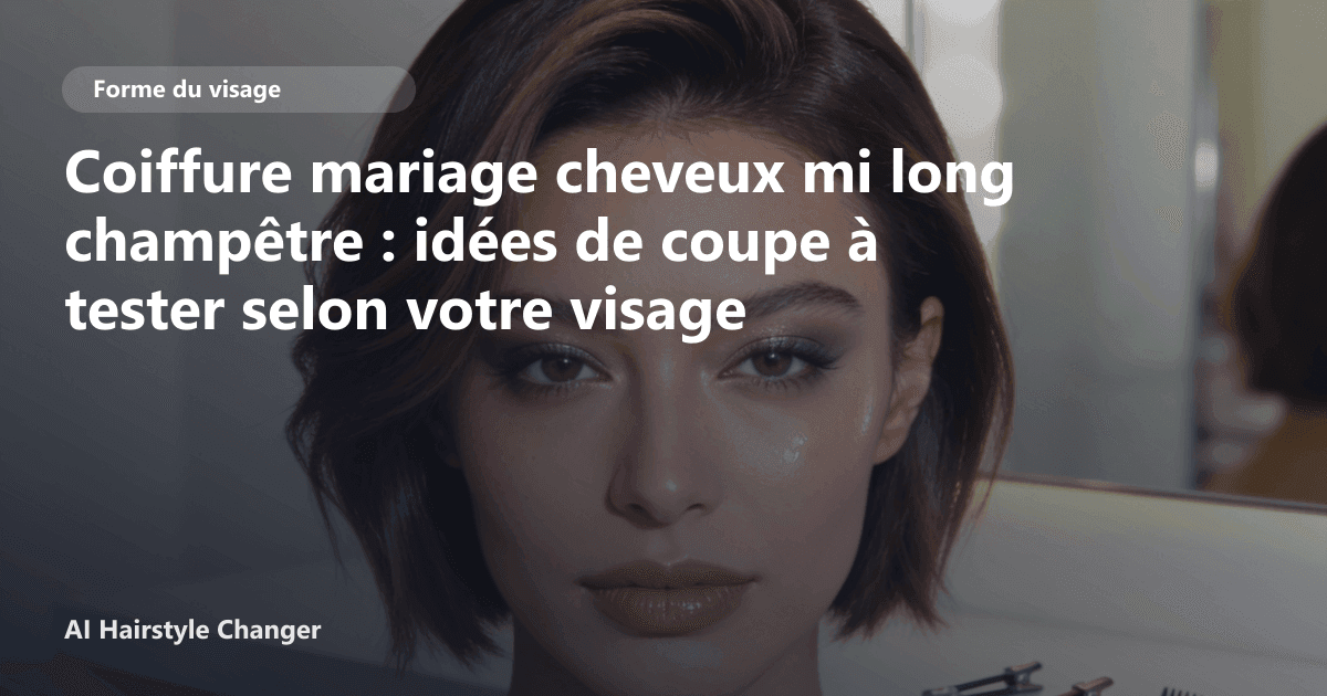 Portrait éditorial lié à coiffure mariage cheveux mi long champêtre, montrant une idée de coiffure à prévisualiser avant le salon.