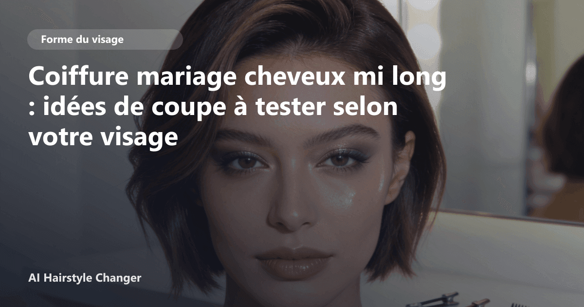 Portrait éditorial lié à coiffure mariage cheveux mi long, montrant une idée de coiffure à prévisualiser avant le salon.