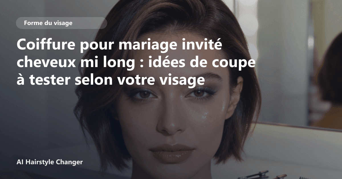 Portrait éditorial lié à coiffure pour mariage invité cheveux mi long, montrant une idée de coiffure à prévisualiser avant le salon.