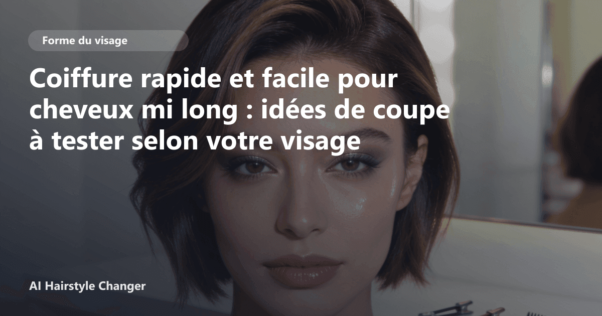 Portrait éditorial lié à coiffure rapide et facile pour cheveux mi long, montrant une idée de coiffure à prévisualiser avant le salon.