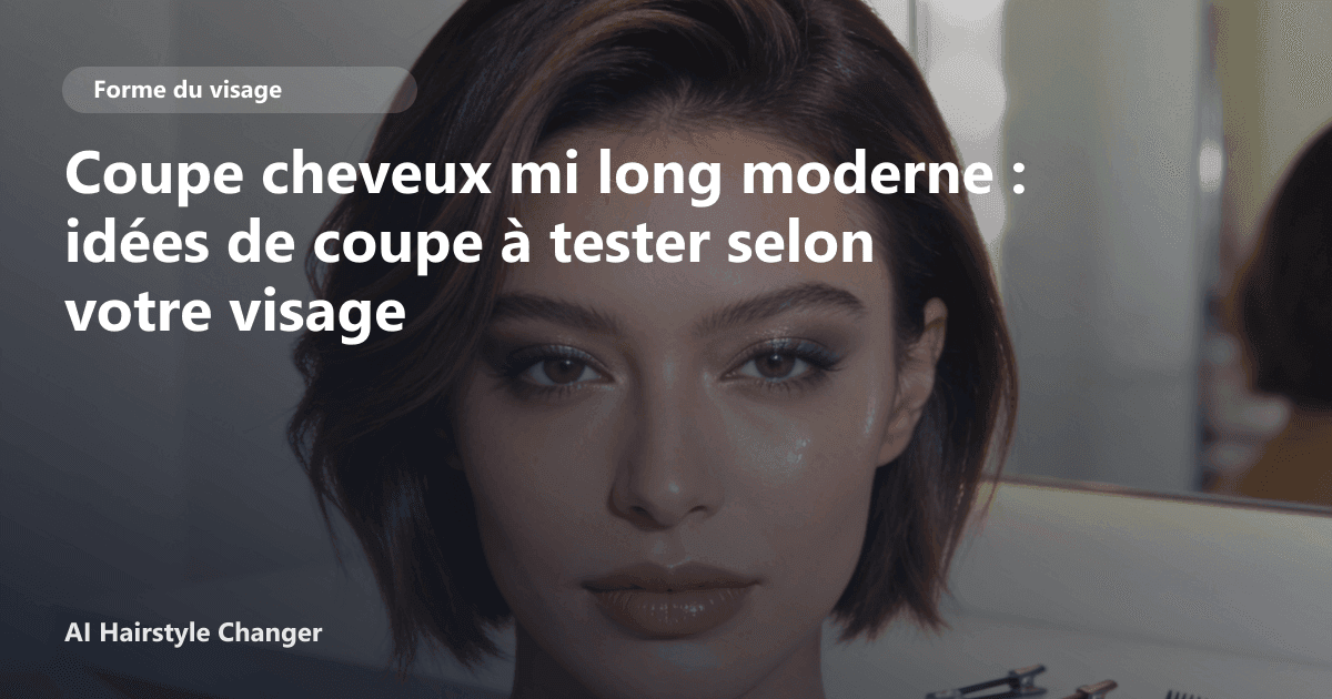 Portrait éditorial lié à coupe cheveux mi long moderne, montrant une idée de coiffure à prévisualiser avant le salon.