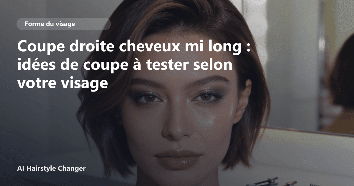 Portrait éditorial lié à coupe droite cheveux mi long, montrant une idée de coiffure à prévisualiser avant le salon.