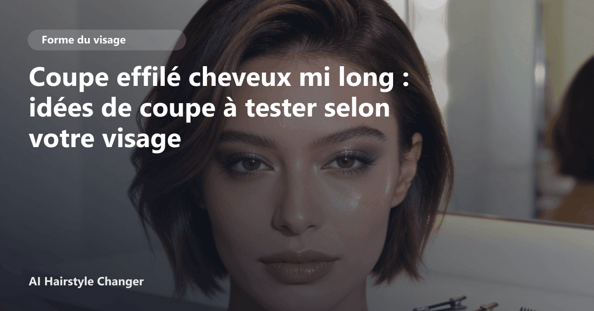 Portrait éditorial lié à coupe effilé cheveux mi long, montrant une idée de coiffure à prévisualiser avant le salon.