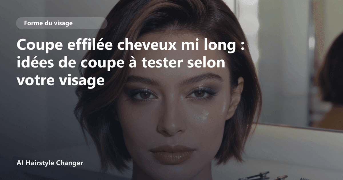 Portrait éditorial lié à coupe effilée cheveux mi long, montrant une idée de coiffure à prévisualiser avant le salon.