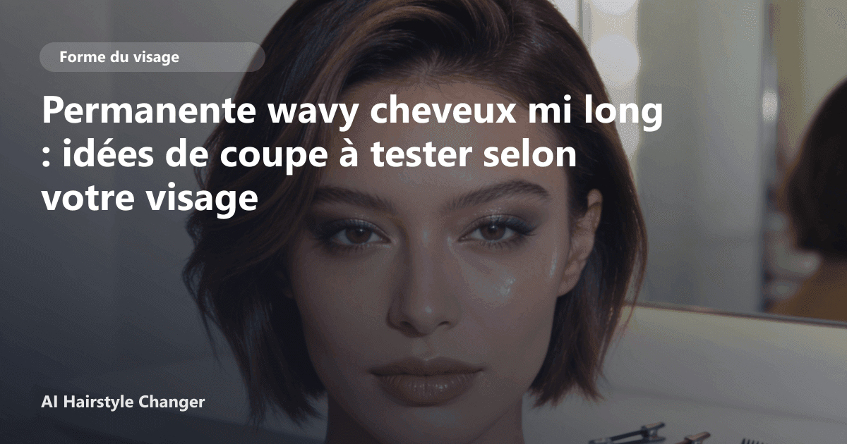 Portrait éditorial lié à permanente wavy cheveux mi long, montrant une idée de coiffure à prévisualiser avant le salon.