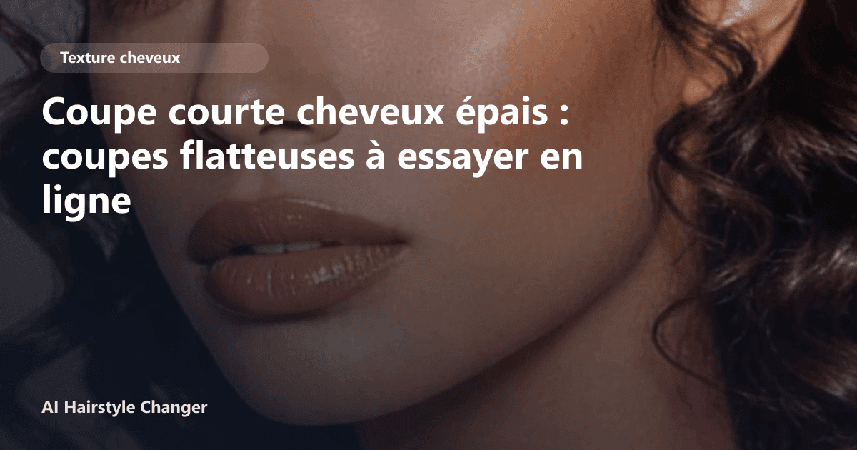 Portrait éditorial lié à coupe courte cheveux épais, montrant une idée de coiffure à prévisualiser avant le salon.