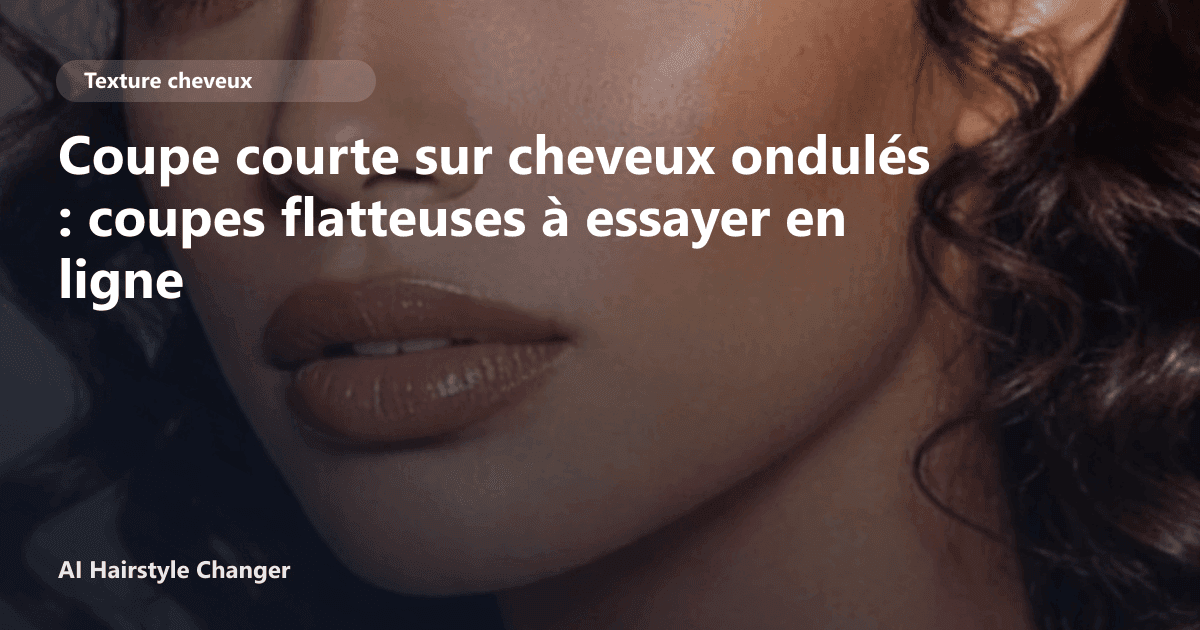 Portrait éditorial lié à coupe courte sur cheveux ondulés, montrant une idée de coiffure à prévisualiser avant le salon.