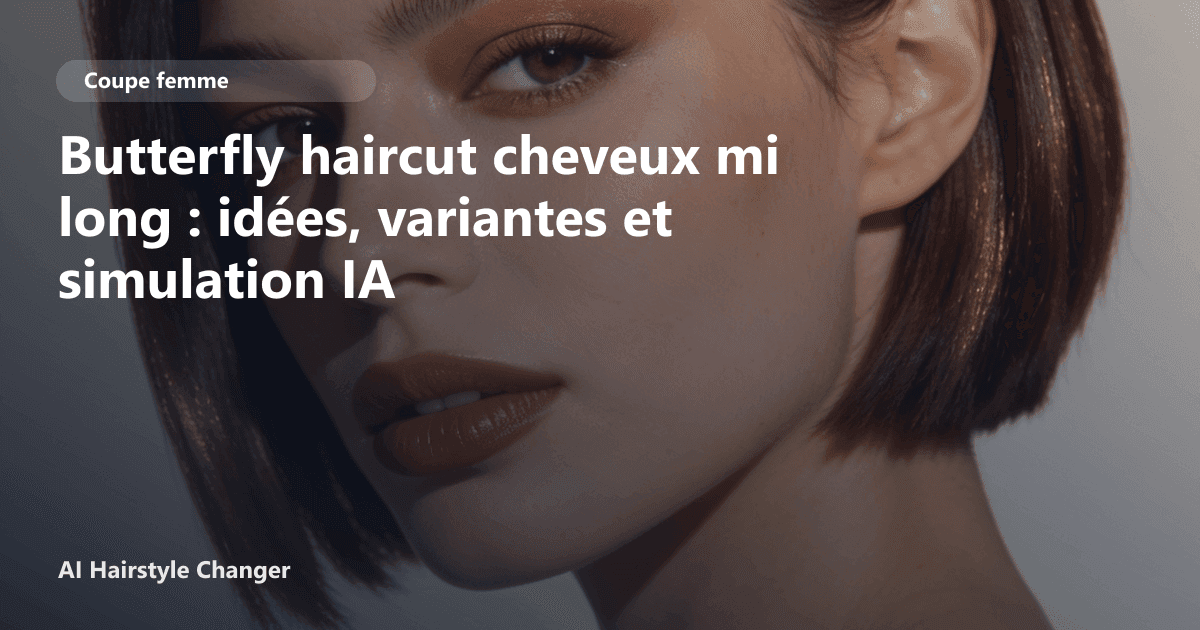 Portrait éditorial lié à butterfly haircut cheveux mi long, montrant une idée de coiffure à prévisualiser avant le salon.
