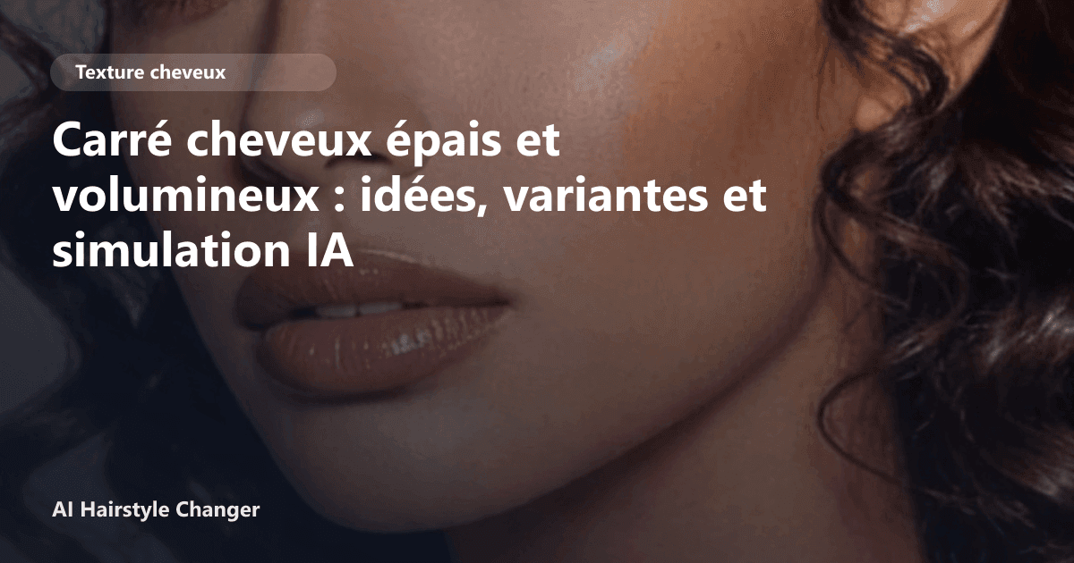 Portrait éditorial lié à carré cheveux épais et volumineux, montrant une idée de coiffure à prévisualiser avant le salon.