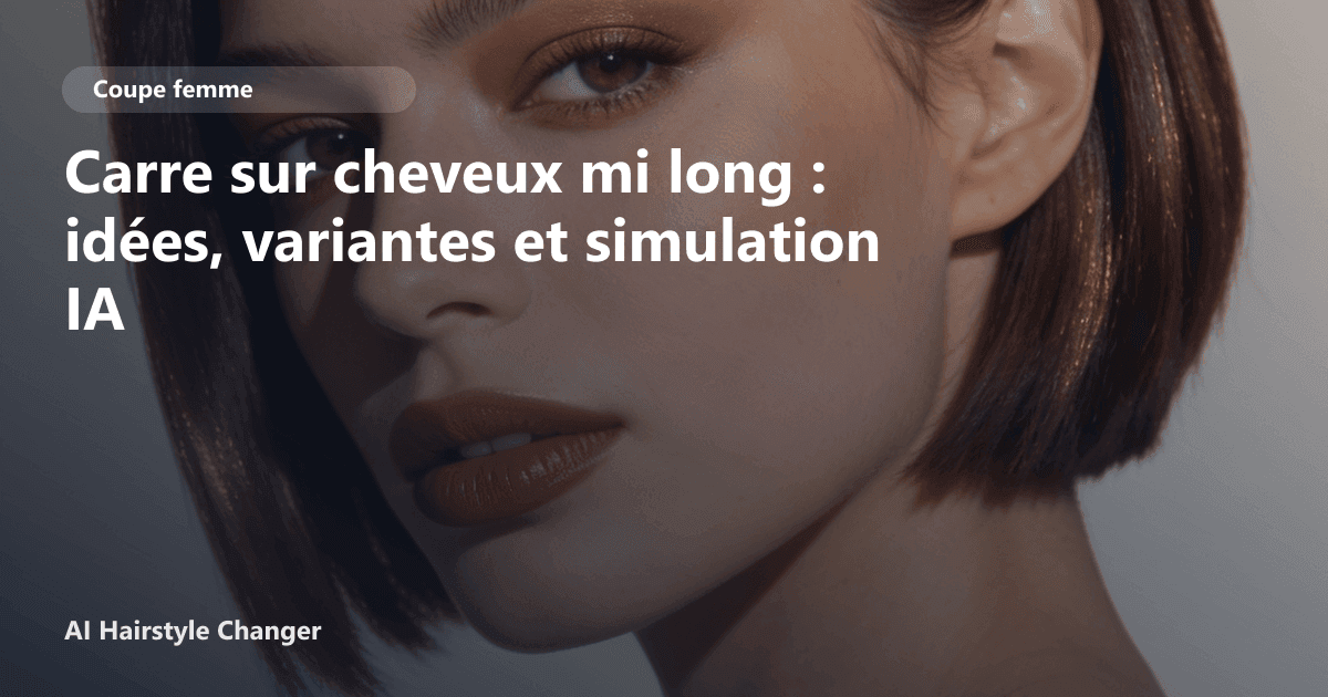 Portrait éditorial lié à carre sur cheveux mi long, montrant une idée de coiffure à prévisualiser avant le salon.