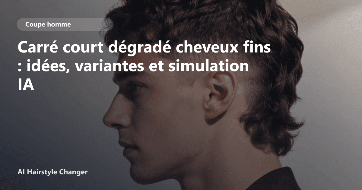 Portrait éditorial lié à carré court dégradé cheveux fins, montrant une idée de coiffure à prévisualiser avant le salon.
