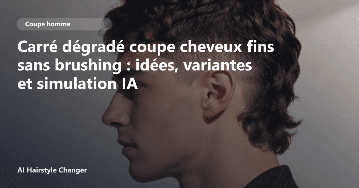 Portrait éditorial lié à carré dégradé coupe cheveux fins sans brushing, montrant une idée de coiffure à prévisualiser avant le salon.