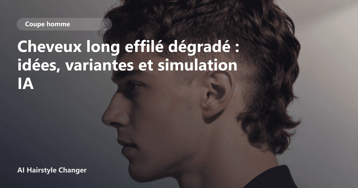 Portrait éditorial lié à cheveux long effilé dégradé, montrant une idée de coiffure à prévisualiser avant le salon.