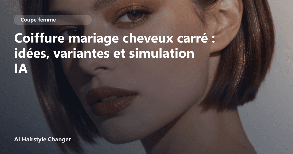 Portrait éditorial lié à coiffure mariage cheveux carré, montrant une idée de coiffure à prévisualiser avant le salon.