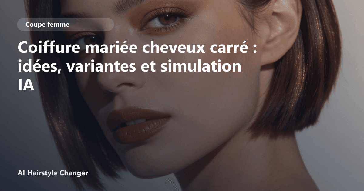 Portrait éditorial lié à coiffure mariée cheveux carré, montrant une idée de coiffure à prévisualiser avant le salon.