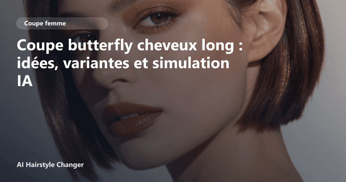 Portrait éditorial lié à coupe butterfly cheveux long, montrant une idée de coiffure à prévisualiser avant le salon.