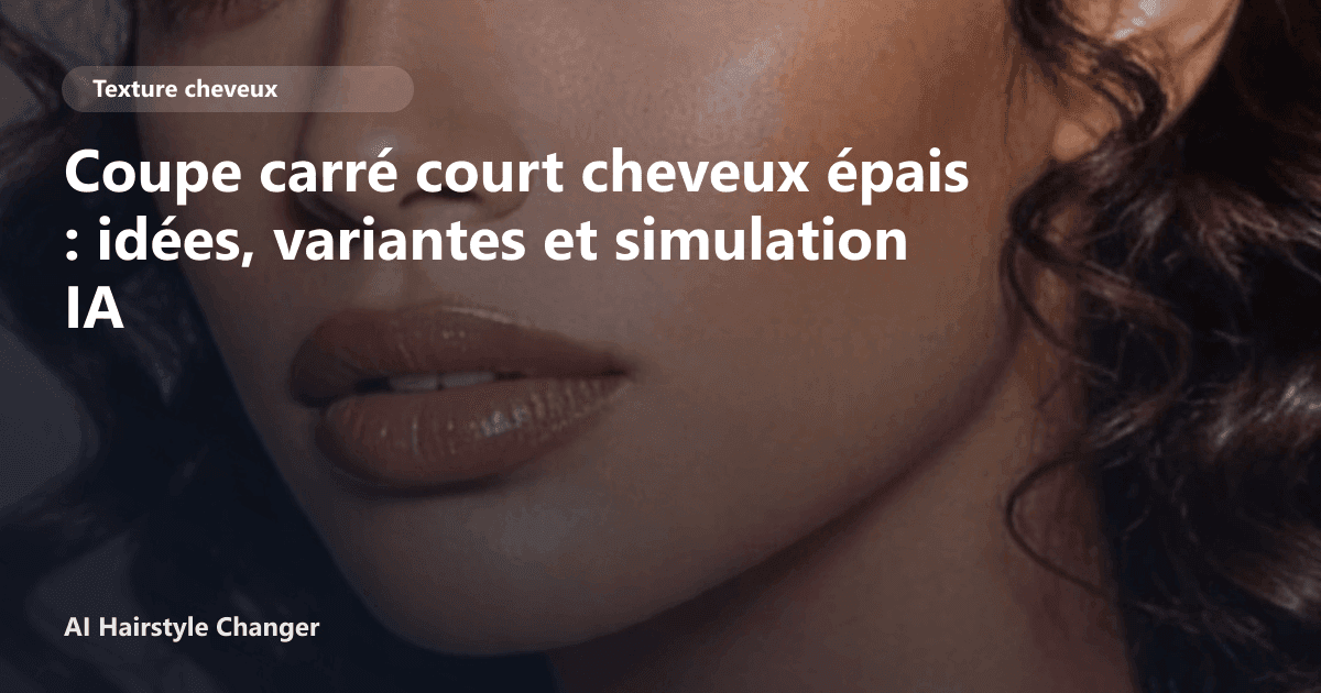 Portrait éditorial lié à coupe carré court cheveux épais, montrant une idée de coiffure à prévisualiser avant le salon.