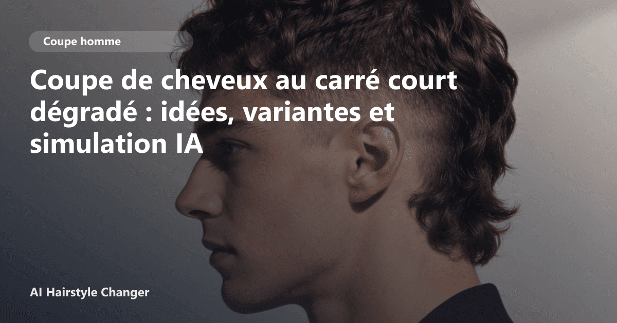 Portrait éditorial lié à coupe de cheveux au carré court dégradé, montrant une idée de coiffure à prévisualiser avant le salon.