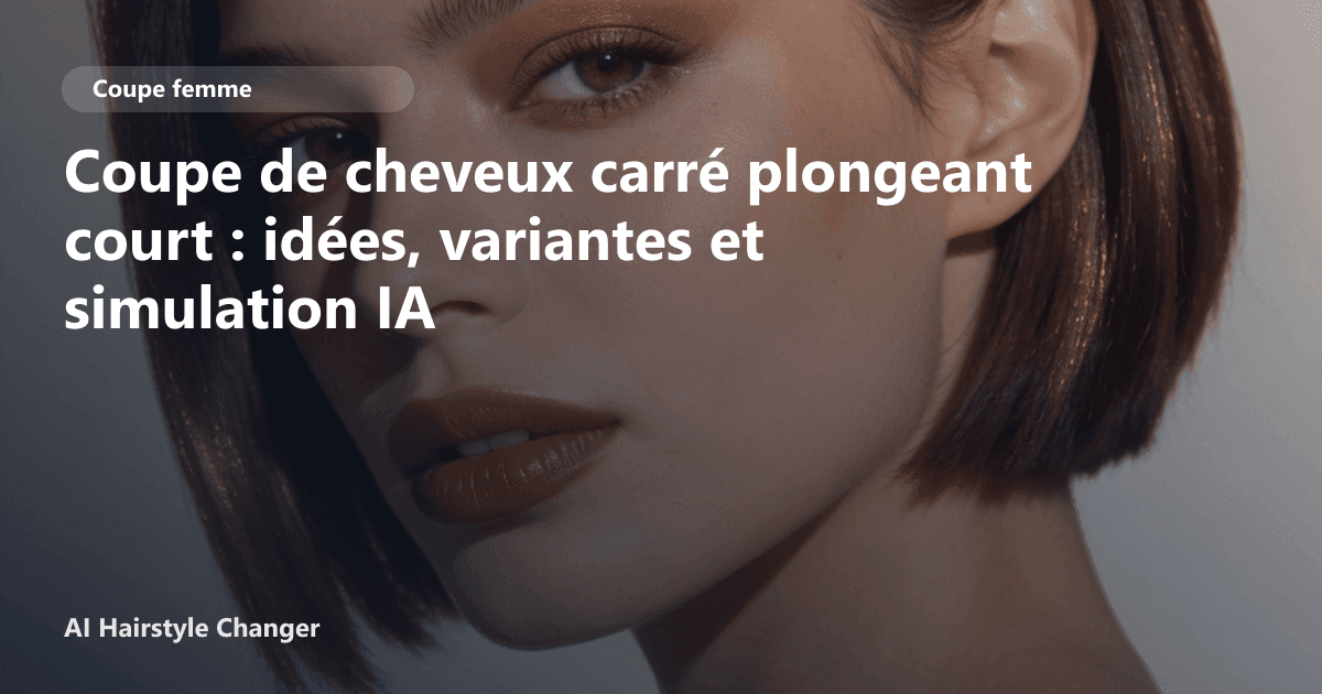 Portrait éditorial lié à coupe de cheveux carré plongeant court, montrant une idée de coiffure à prévisualiser avant le salon.