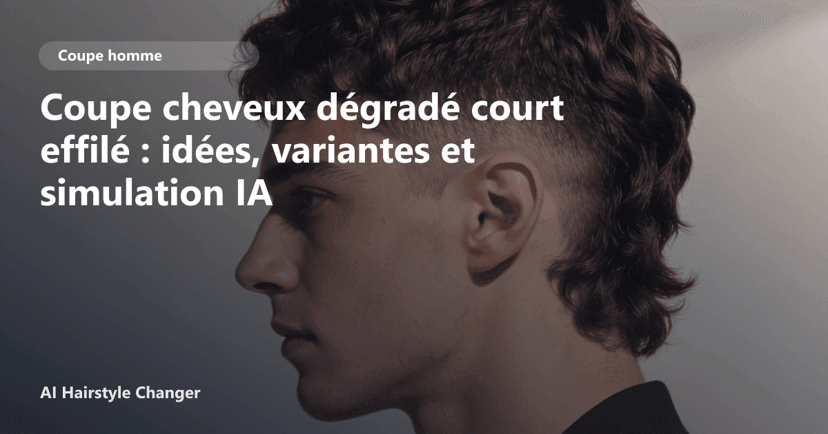 Portrait éditorial lié à coupe cheveux dégradé court effilé, montrant une idée de coiffure à prévisualiser avant le salon.
