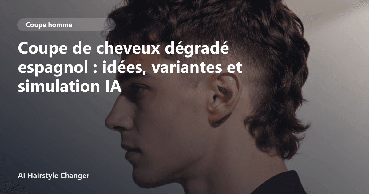 Portrait éditorial lié à coupe de cheveux dégradé espagnol, montrant une idée de coiffure à prévisualiser avant le salon.