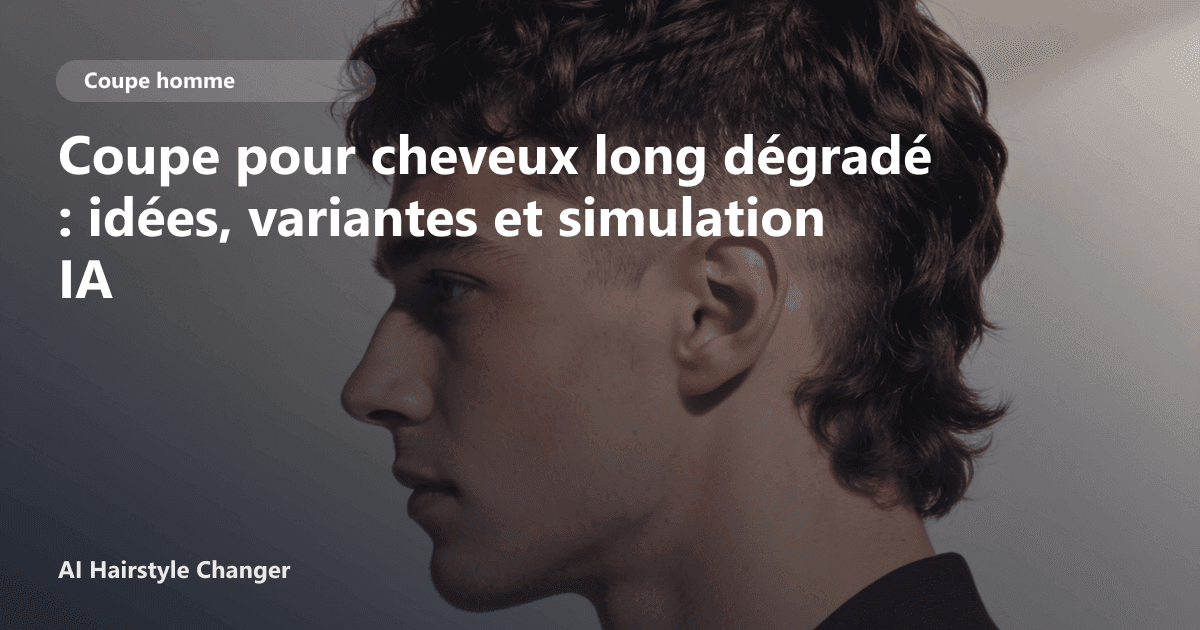Portrait éditorial lié à coupe pour cheveux long dégradé, montrant une idée de coiffure à prévisualiser avant le salon.