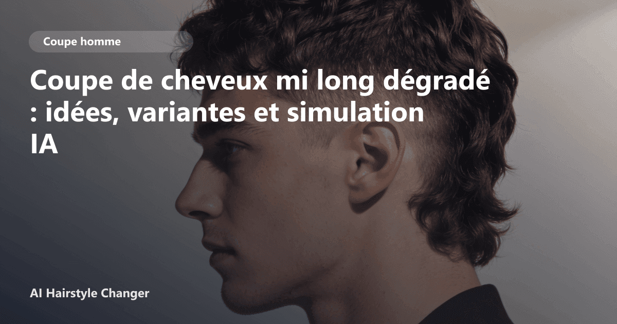 Portrait éditorial lié à coupe de cheveux mi long dégradé, montrant une idée de coiffure à prévisualiser avant le salon.