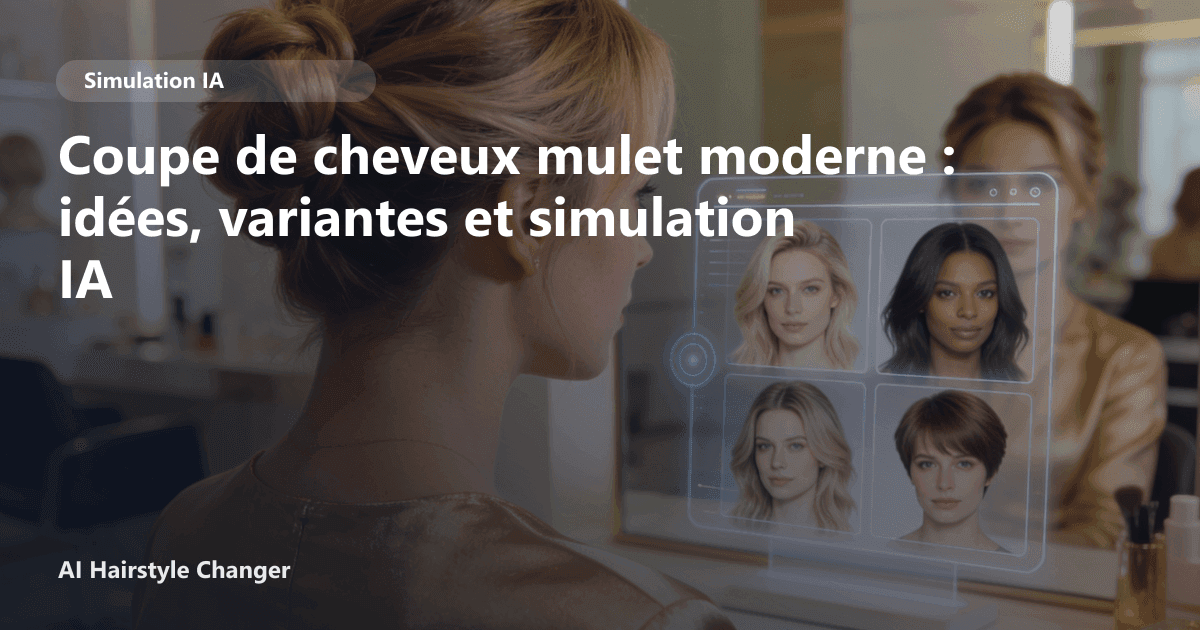 Portrait éditorial lié à coupe de cheveux mulet moderne, montrant une idée de coiffure à prévisualiser avant le salon.