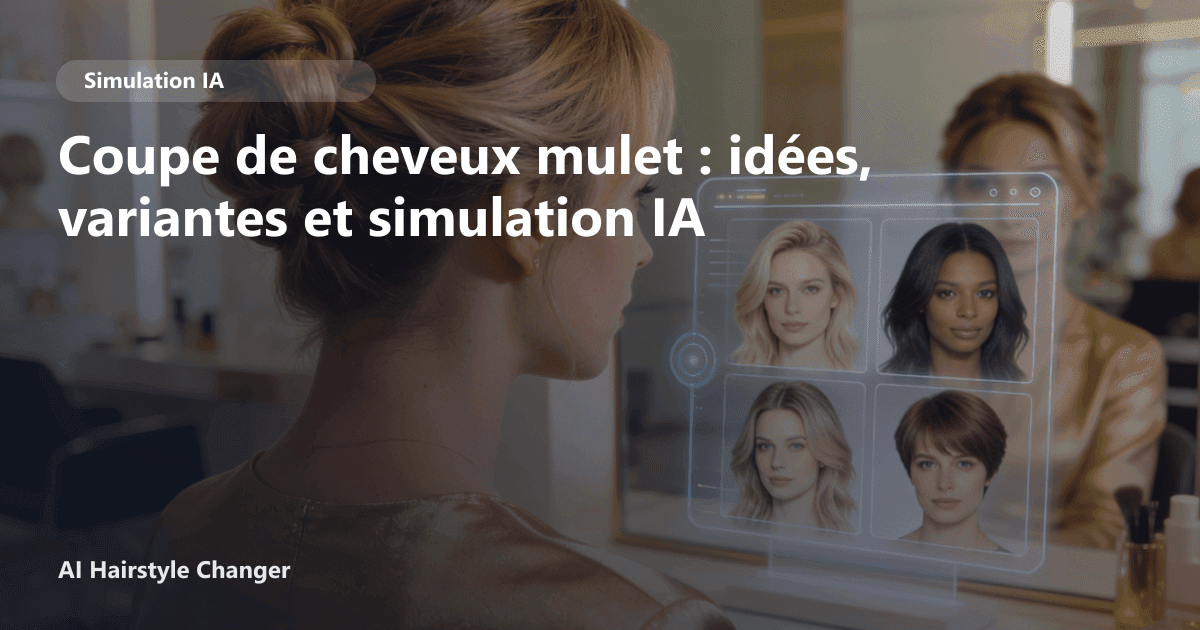 Portrait éditorial lié à coupe de cheveux mulet, montrant une idée de coiffure à prévisualiser avant le salon.
