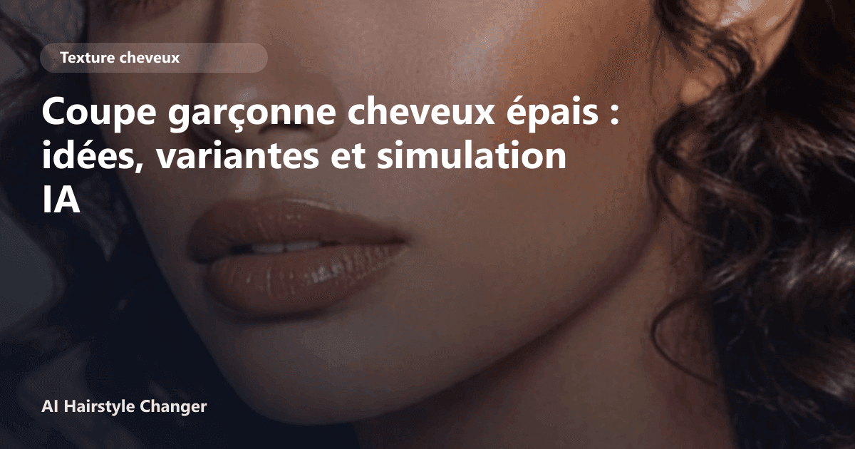 Portrait éditorial lié à coupe garçonne cheveux épais, montrant une idée de coiffure à prévisualiser avant le salon.