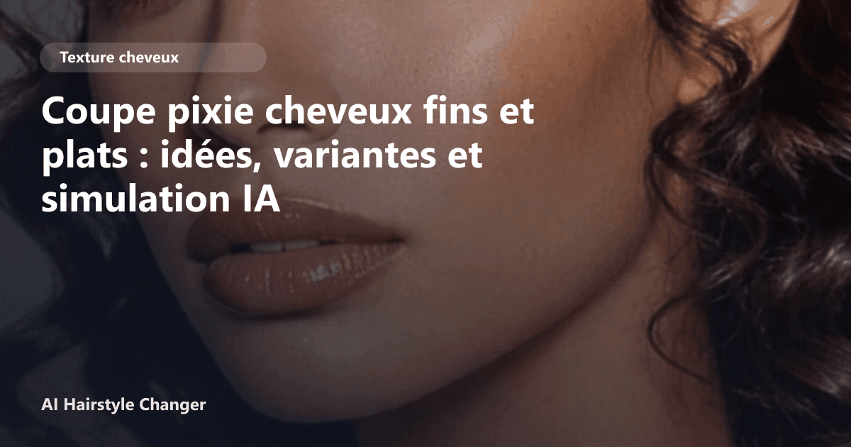 Portrait éditorial lié à coupe pixie cheveux fins et plats, montrant une idée de coiffure à prévisualiser avant le salon.