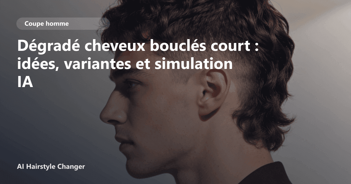 Portrait éditorial lié à dégradé cheveux bouclés court, montrant une idée de coiffure à prévisualiser avant le salon.