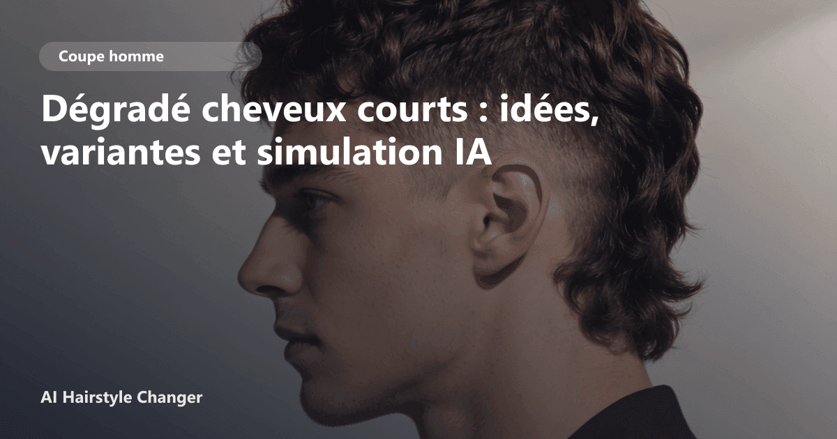 Portrait éditorial lié à dégradé cheveux courts, montrant une idée de coiffure à prévisualiser avant le salon.