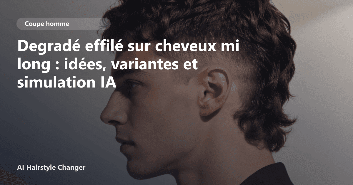 Portrait éditorial lié à degradé effilé sur cheveux mi long, montrant une idée de coiffure à prévisualiser avant le salon.